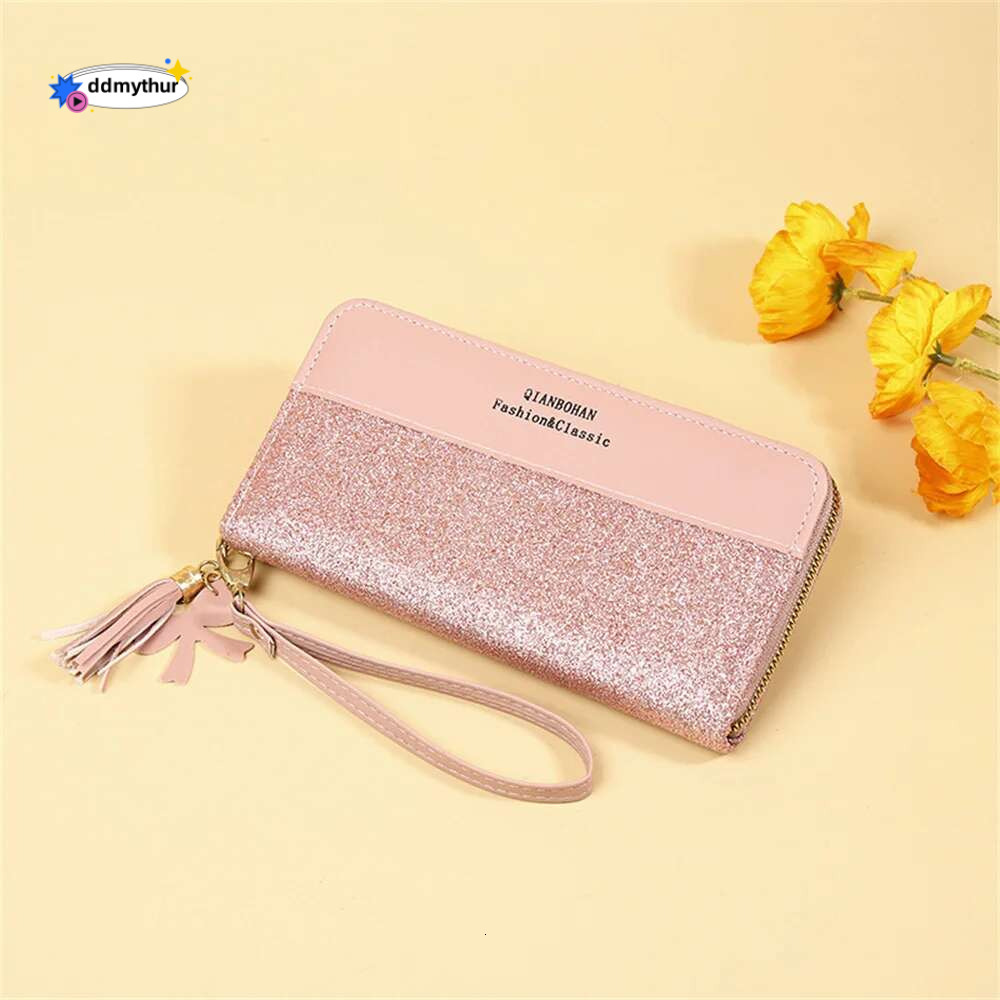 High Quality Women Glitter Wallet Rfid Anti-Theft Leather Wallets Long Zipper Large Ladies Clutch Bag Female Purse Card Holder ddmythur