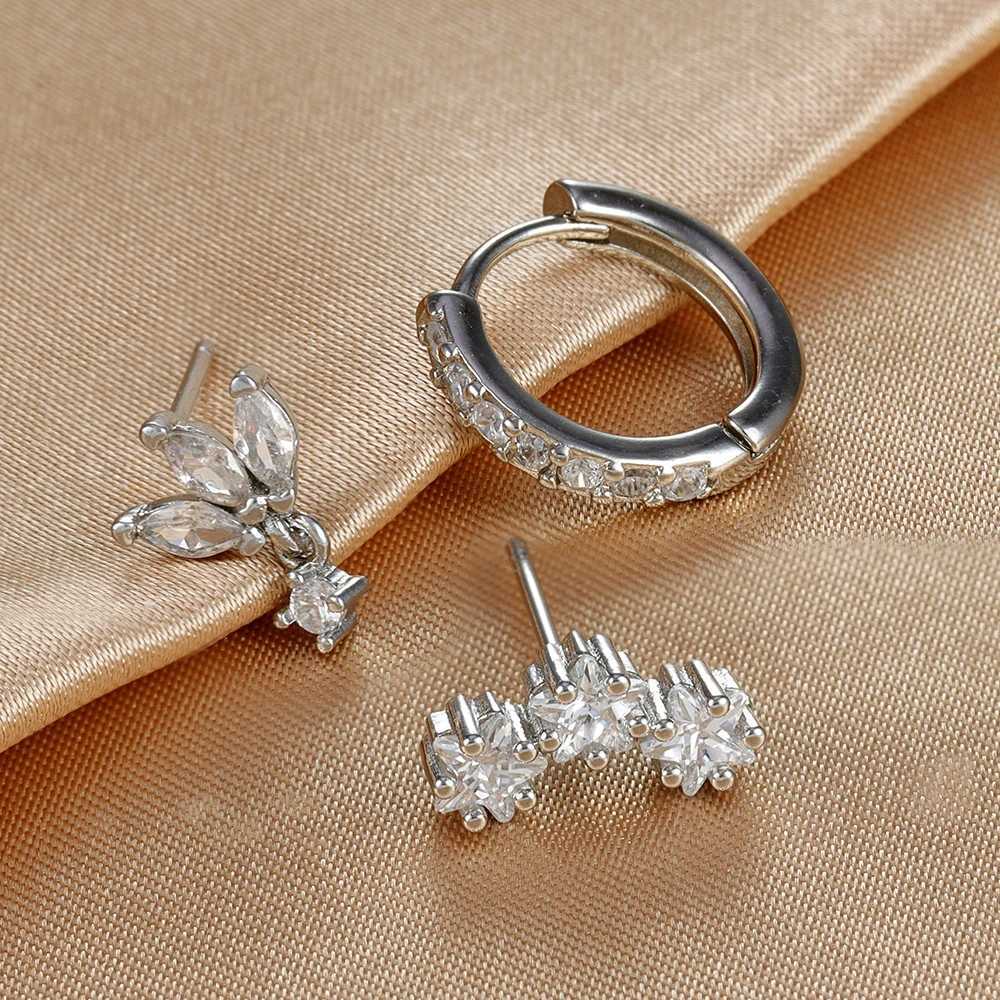 3PCS Luxury Star Pendant Piercing Earrings Set For Women Stainless Steel Zircon Punk Ear Studs Earring Lady Jewelry aretes Z250408