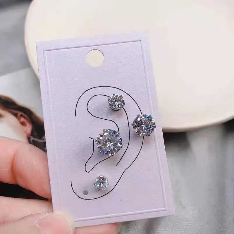 1/2/5Pair Fashion Magnetic Stud Earring Shining Crystal Non-piercing Ear Clip 4/5/6/7/8mm Daily Dating Party Jewelry Accessories Z250408