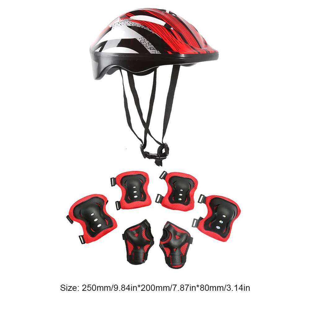7pcs Kids Bike Knee Elbow Wrist Pads Boys Girls Scooter Safety Helmet Shock-Absorbing Breathable Outdoor Sport Accessory