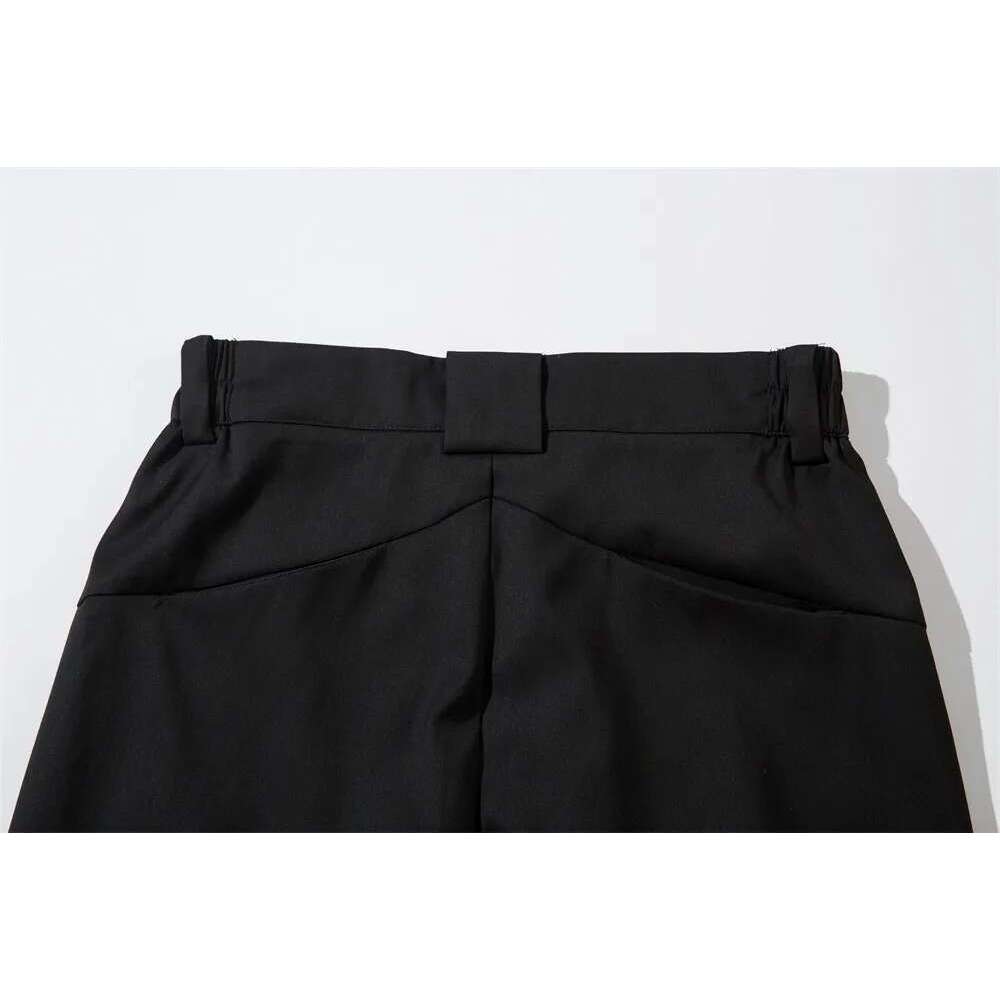 Pleated Solid Color Suit Mens Spliced Autumn High Street Loose Wide Leg Pants Zipper Fly Trousers Men