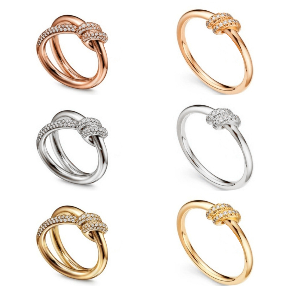 silver ring designer rings for woman wedding ring top quality Italy knot ring blue box jewelry exquisite diamond ring moissanite fashion engagement ring gifts for gf