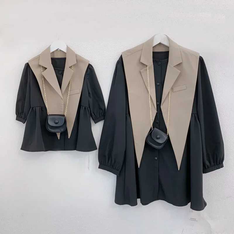 Mom and Daughter Autumn Dress Elegant Womens Set Little Girl Clothing Mom and I Dress Parent Child Matching Clothing S2548