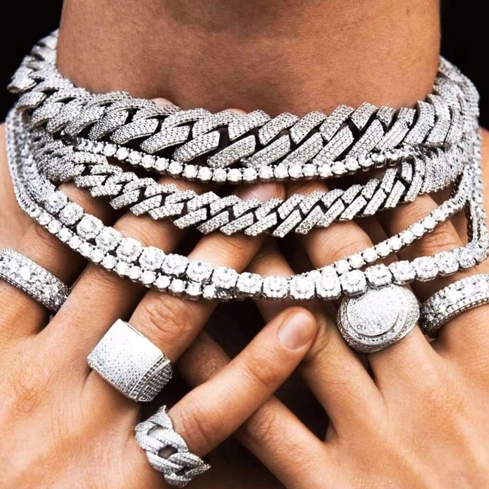 Wholesale Choker Custom 12mm 18k Gold Plated Diamond Prong Cz Miami Cuban Link Chain Hip Hop Iced Out Cuban Chain Necklace