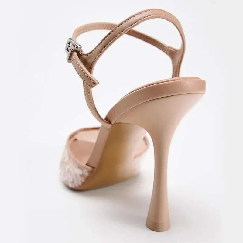 Sequins Women Pumps for Bridal Wedding Elegant Ankle Strap Sexy super High Heel Shoes Female Designer Sgback Footwear