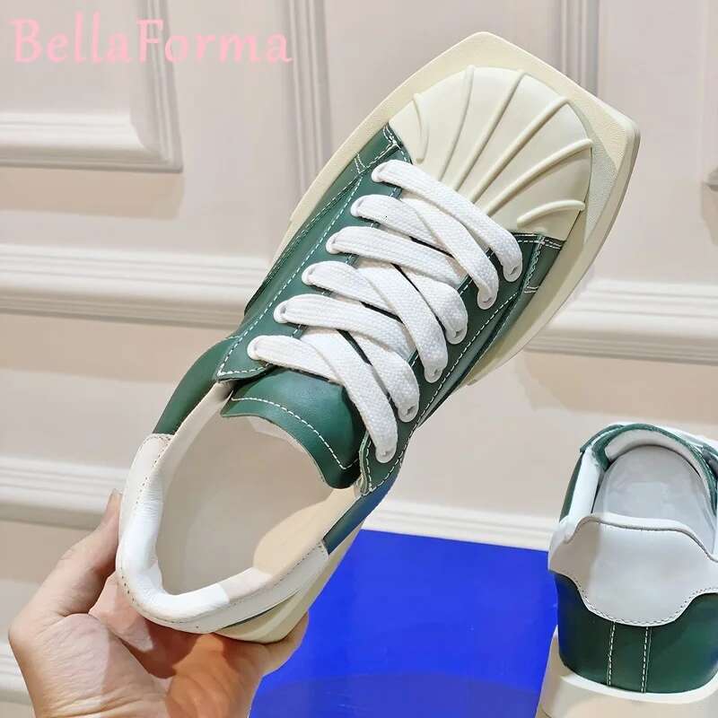 Women's Lace-Up Flats Casual Shoes Irregular Square Head Personalized Creative Niche Design Simple Color Matching Retro Sneakers