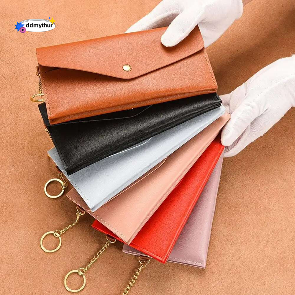 New Fashion Retro Envelope Wallets for Women PU Leather Purses Simple Solid Card Holder Phone Pouch Lady Clutch Coin Purse ddmythur