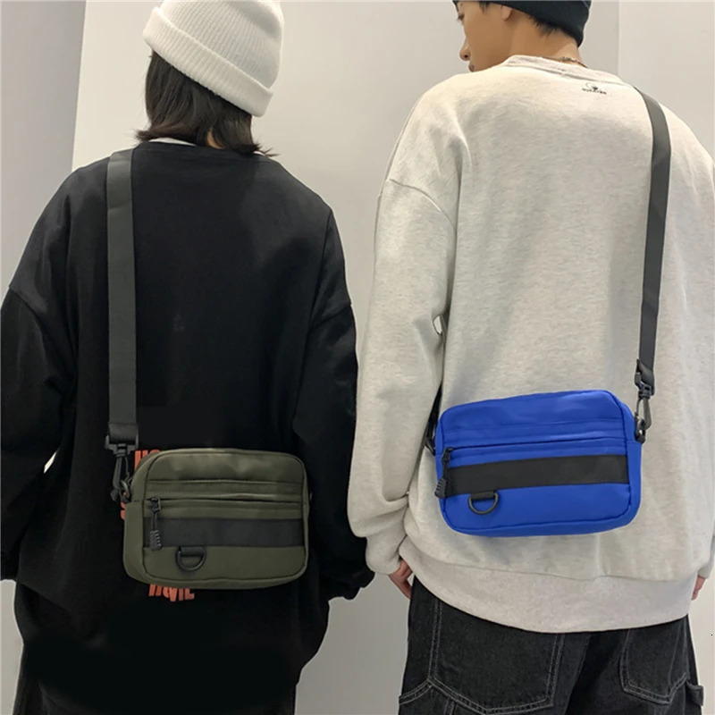 Casual mens unisex cross body bag fashionable solid color couple shoulder highquality nylon messenger handbag 250408