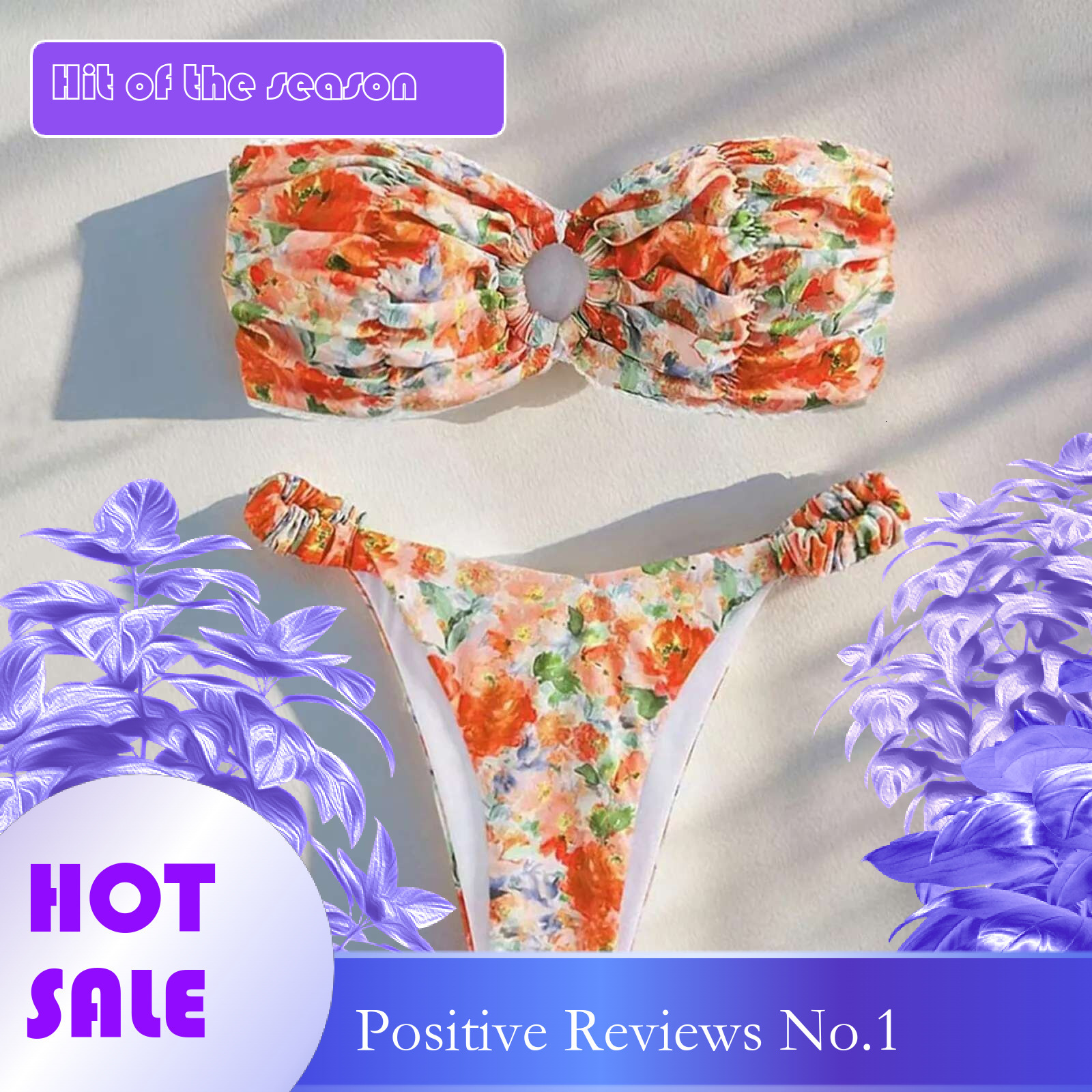 Dongdumaoyi New Women Sexy Bandeau Bikini Set Micro Bathing Suits Swimwear Thong Swimsuit Two Pieces Swimming Beachwear Flower Biquini