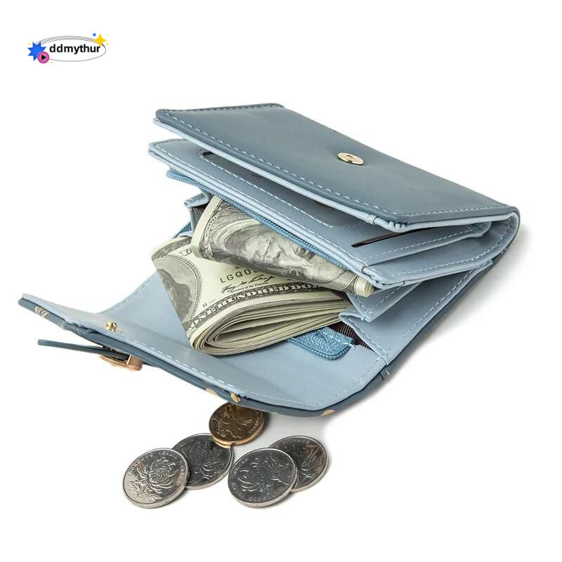 Female New Women Printing Wallet Short Change Purse Handbag For Coins Cards Cash PU Leather Coin Pocket Cartera Mujer ddmythur