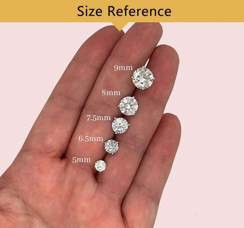 Cadermay 0.5ct 1ct 2ct 3ct D VVS1 Moissanite Diamond 3 Prongs Martini Earrings Stud 925 Sterling Sliver Earrings For Women Gift