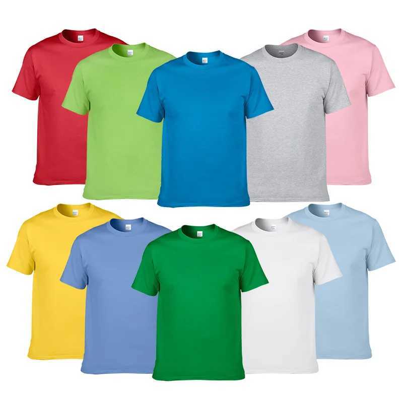 Summer style high-quality 100% pure cotton solid color T-shirt mens solid color T-shirt brand short sleeved T-shirt mens clothingXJ250409