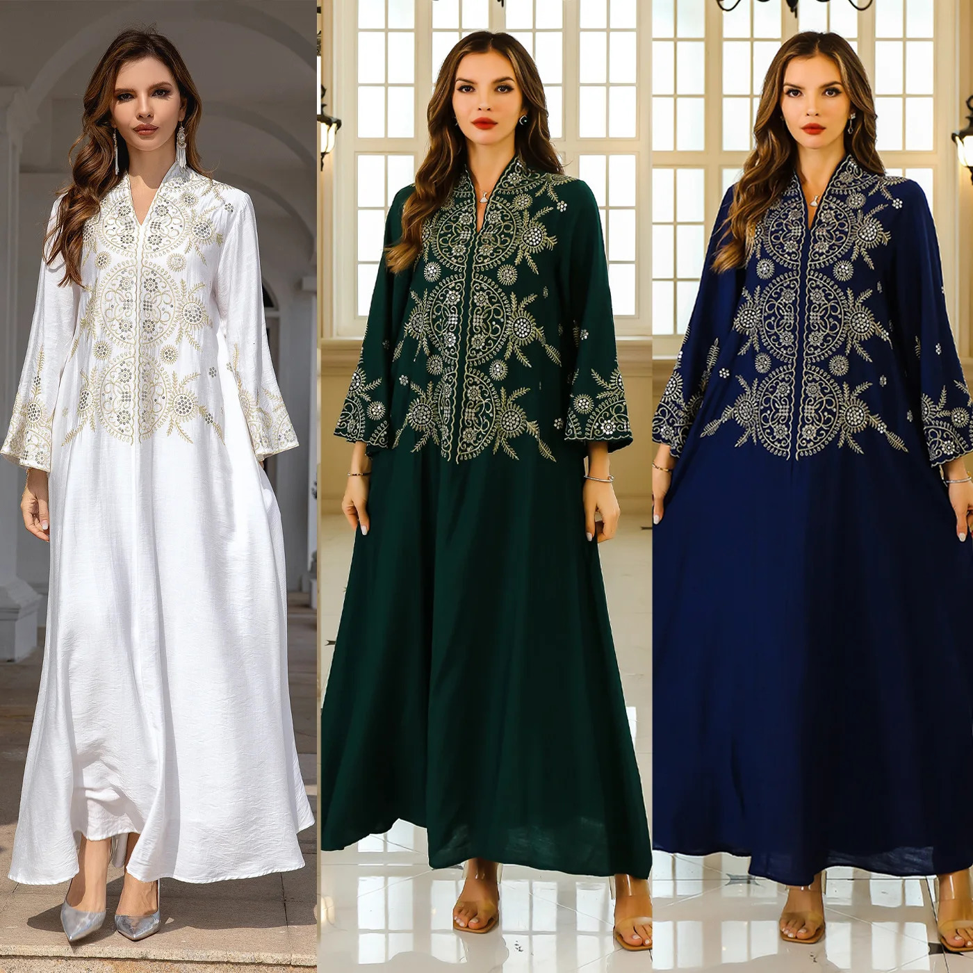 Muslim Womens White Abaya ed Traditional Evening Dress Middle East and Dubai 250409