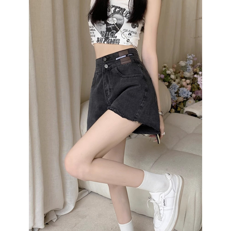 2025S Designer Shorts For Women Black Ripped Wide Leg Denim Shorts For Women In Summer New Plus Size High Waisted A Line Fringed Hot Pants Ins Trend B