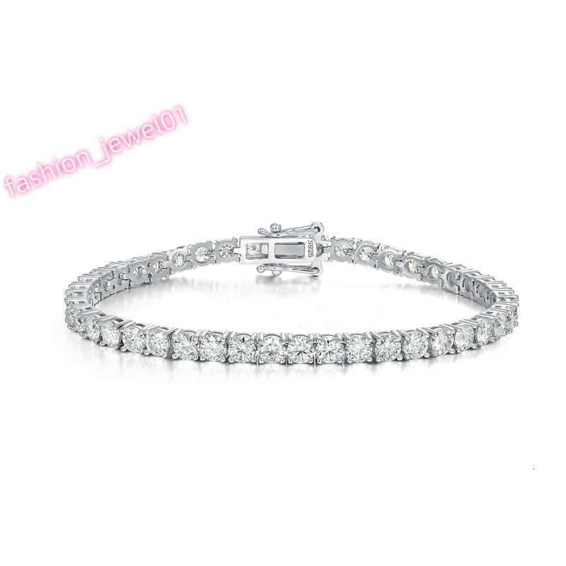 Fashion Hip Hop GRA 4mm VVS Moissanite Diamond Tennis Bracelet Womens 925 Sterling Silver Lab Grown Moissanite Tennis Bracelet