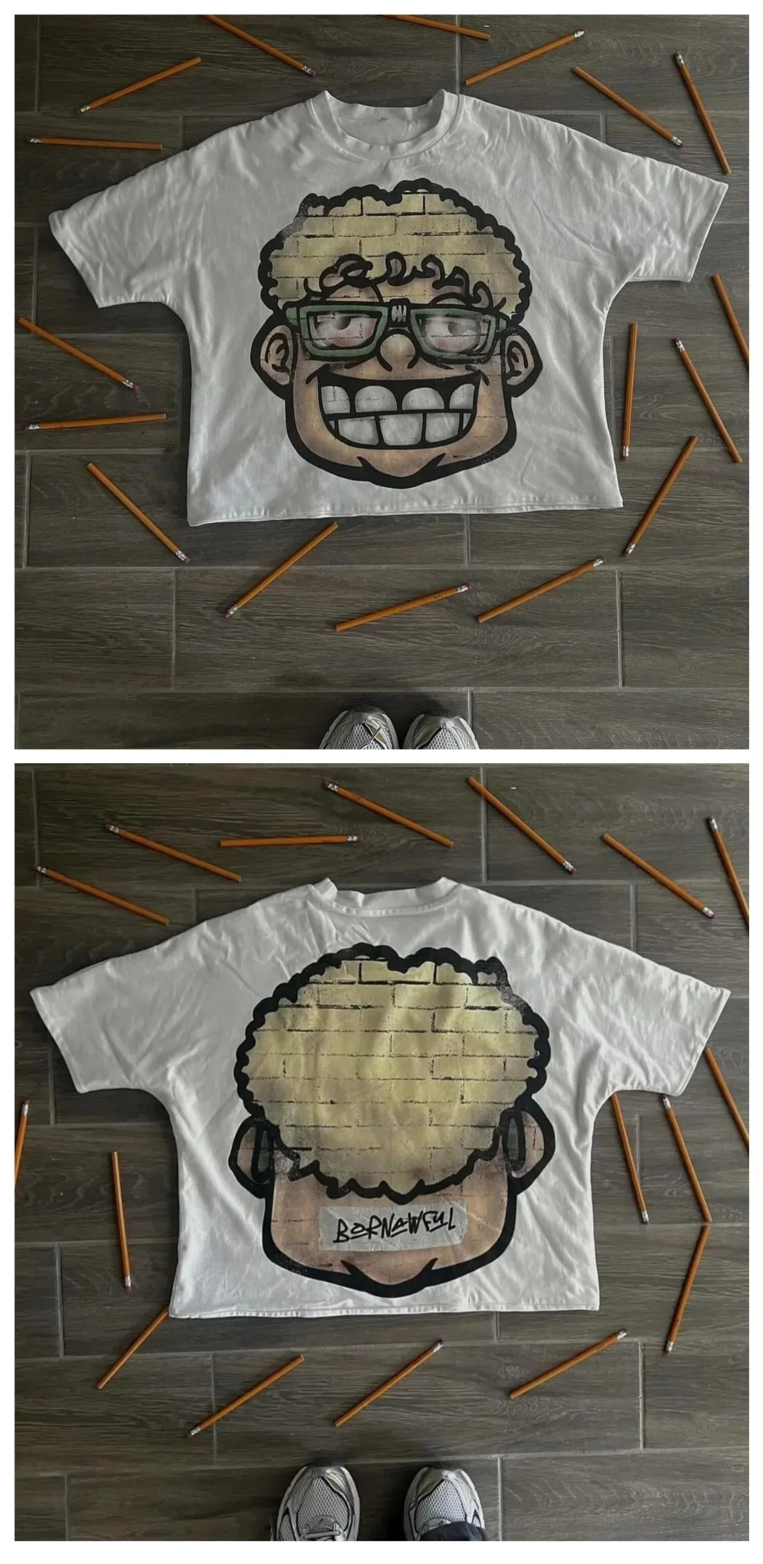 Y2K mens streetwear womens cartoon graphic printed short sleeved Harajuku hiphop trend oversized Tshirt 250409