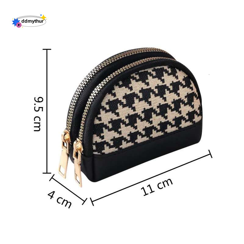 Women's Wallow Gird Purse Double Zipper Small Wallet Portable Key Pouch Travel Card Holder Fashion Vintage Coin Bag ddmythur