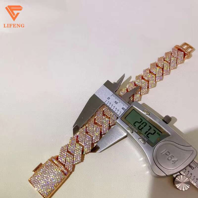High Quality Custom Gold Sparkling Hip Hop Bracelet 925 Silver With VVS Moissanite Diamond Iced Out Cuban Bracelet