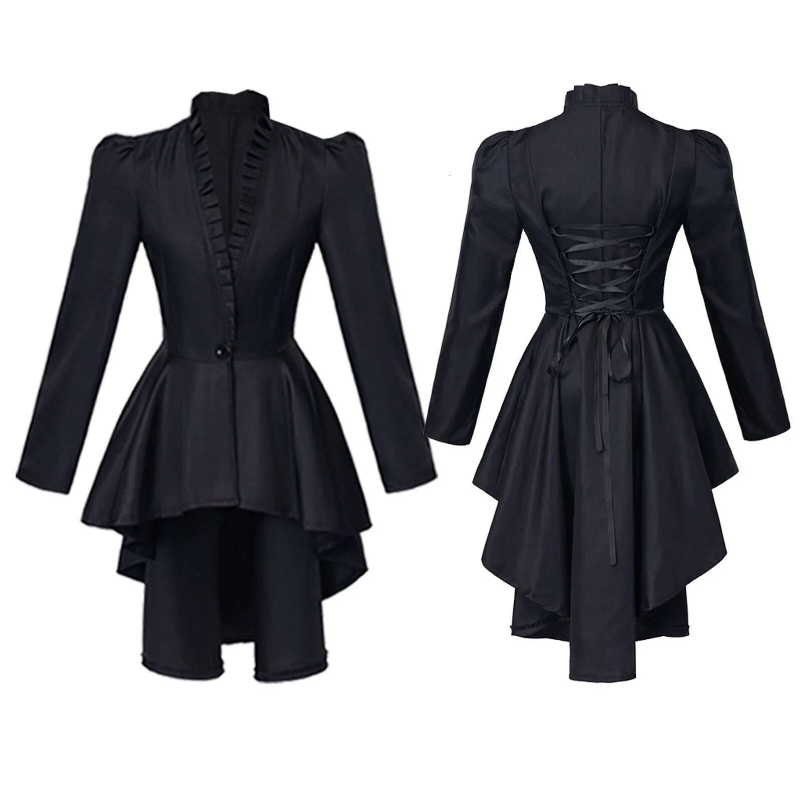 Dongdumaoyi Medieval Cosplay Costume Women S Red Tailcoat Retro Jacket Dovetail Uniform Long Sleeved Button Victorian Gothic Coat
