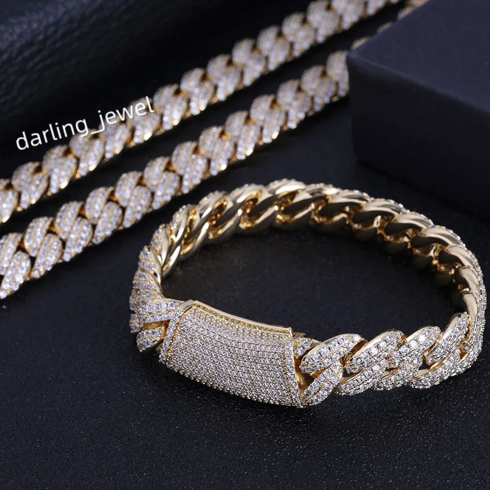 2024 Fashion Hip Hop 5A+ CZ Stone Bling Iced Out 13mm Cuban Link Chain Necklace for Men Rapper Jewelry