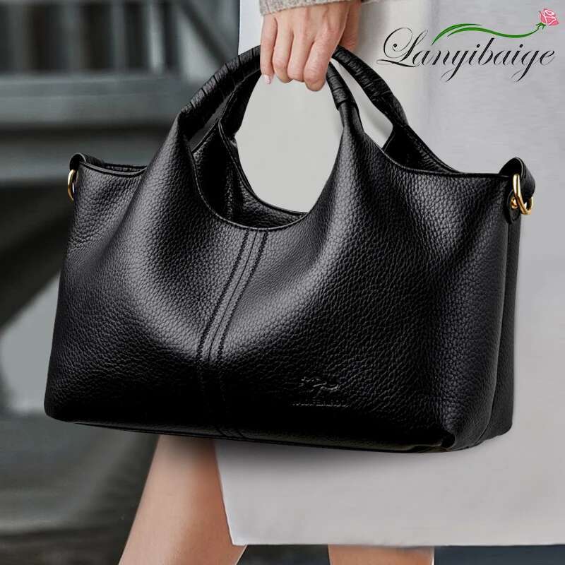 Authentic Leather Tote Bag Large Capacity Women's Single Shoulder Diagonal Crossbody Bags Fashion Simple Female Handbag