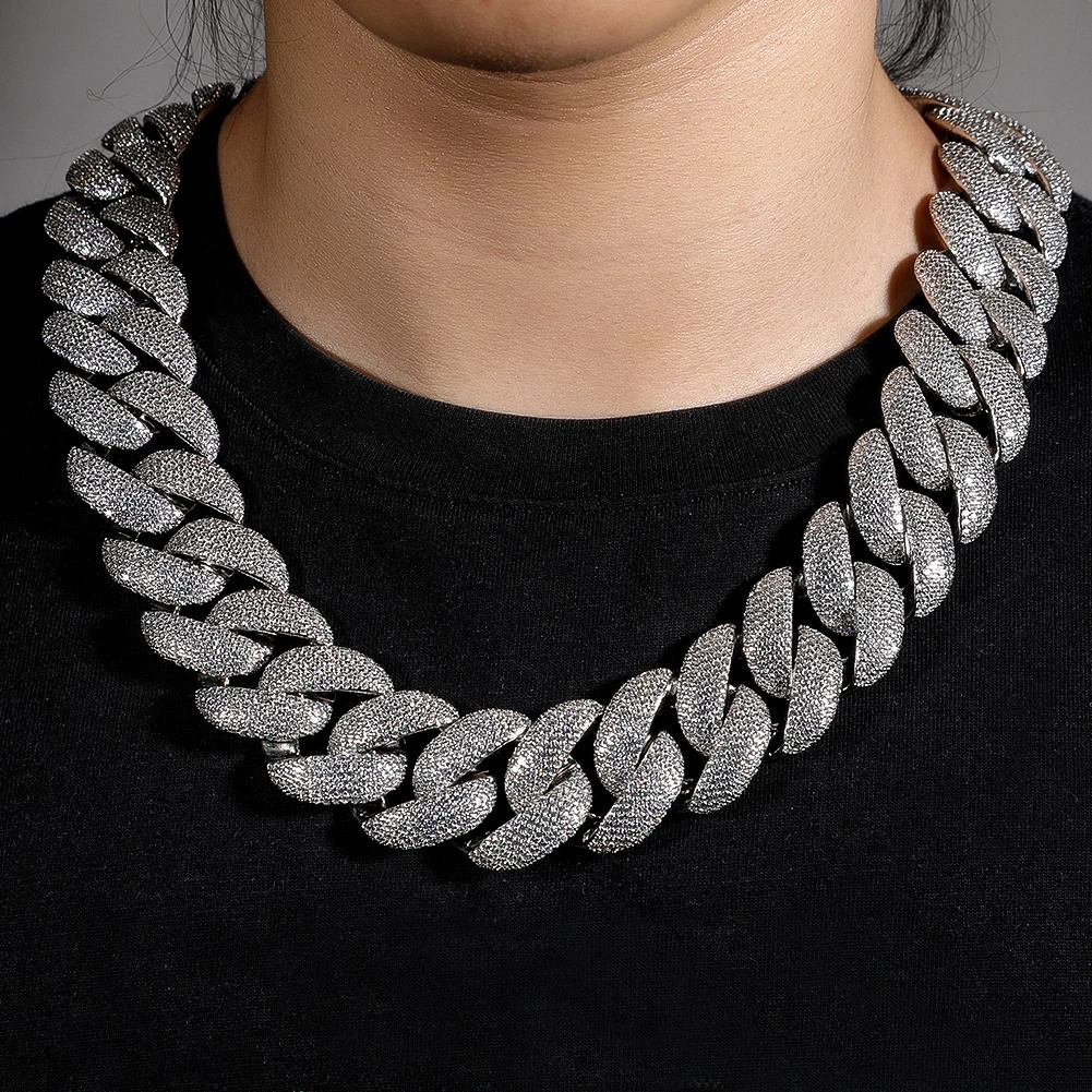 THE BLING KING 28mm Heavy Miami Cuban Necklace Micro Paved Out Cubic Zirconia Fashion HipHop Jewelry For Men 251107