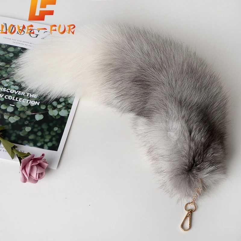 2024 New Tail Keychain Wolf Tail Fur Leather Tassel Bag Label Black and Brown Pom Charm Keychain Bracket Str Chain GiftXJ250409