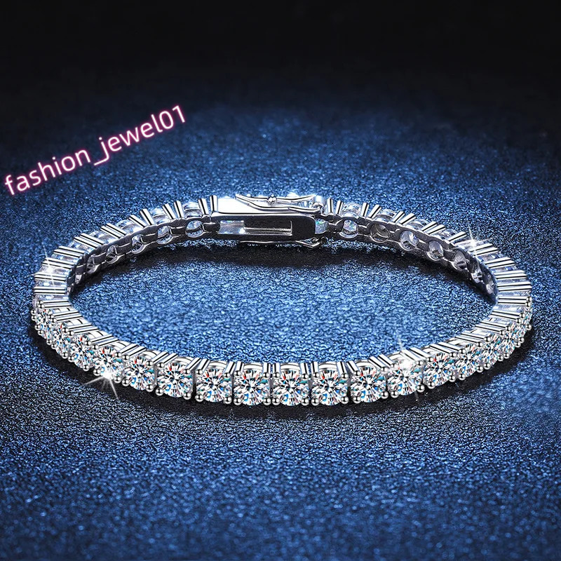 Premium PT950 Platinum Mossanite Bracelet Womens Single Diamond 30-point Bracelet Full-row Mossanite Tennis Bracelet
