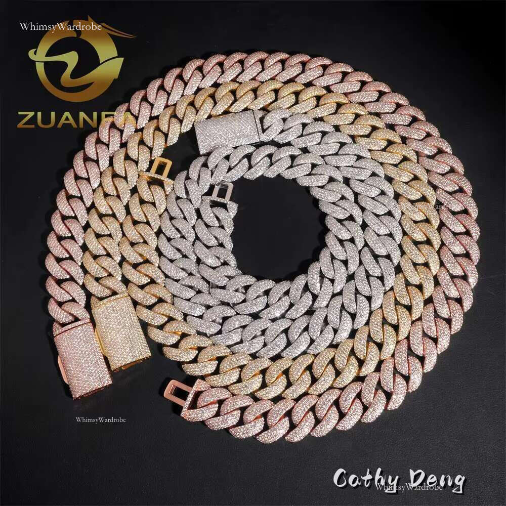 20mm 4rows Iced Out Sier Moissanite k High Quality Hip Hop Jewelry Men Cuban Chain With GRA Certificate