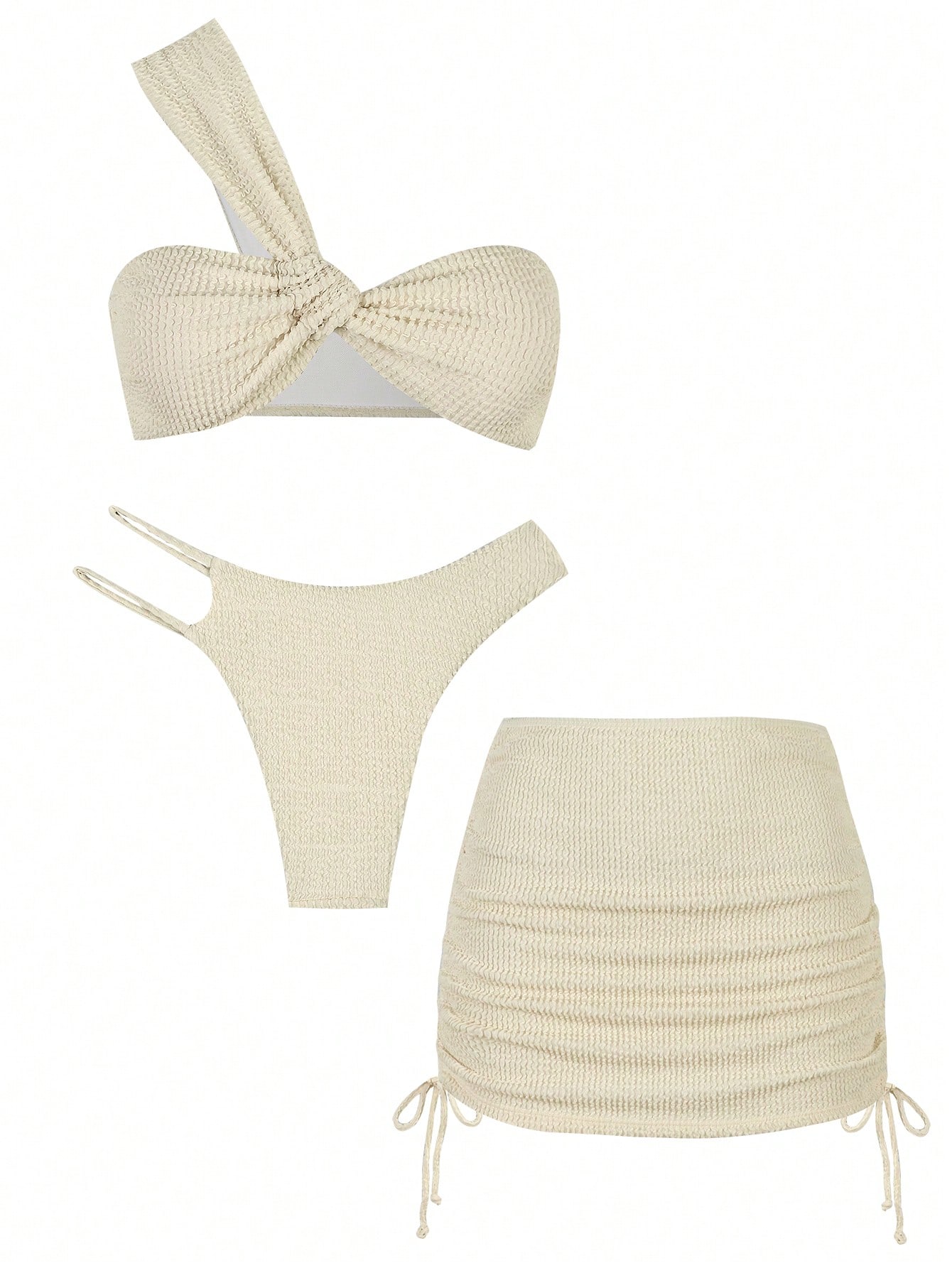 Sexy Bikini Suit for Women Single-shoulder Design Low-waisted and Covered Skirt