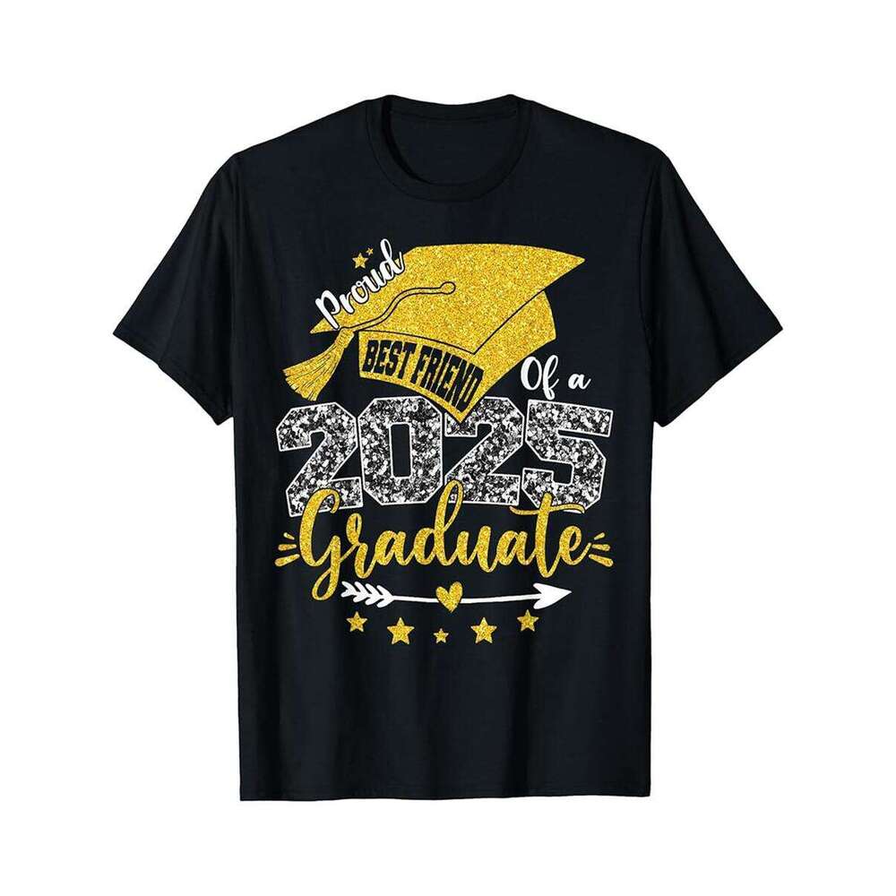Designer T shirt Proud Best Friend Of A Class Of 2025 Graduate Senior - 220g Tshits