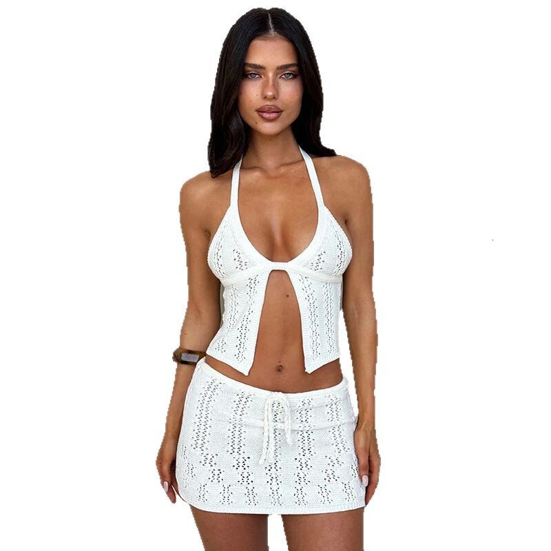 New products for 2025!! New beach womens solid color knitted beach bikini swimsuit cover up dress