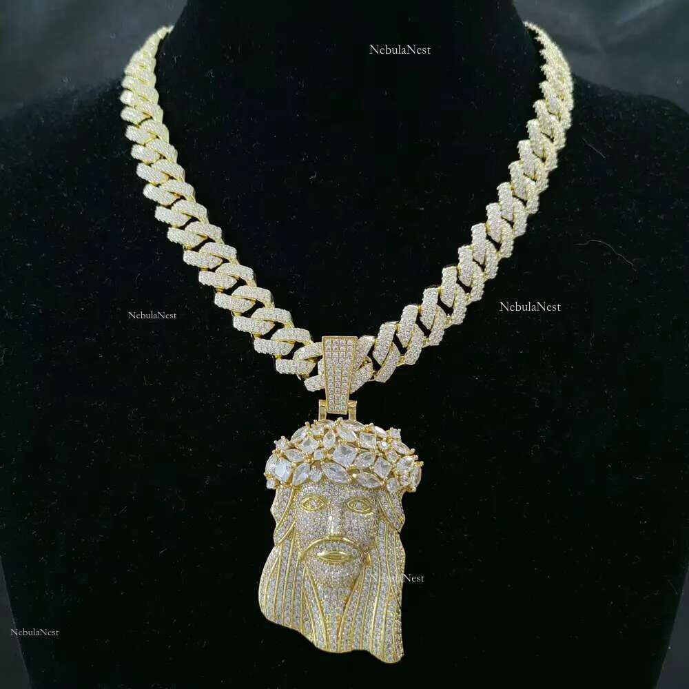 CN435+BC004 Men Hip Hop Jewelry Jesus Pendant With 14MM Cuban Chain Necklace