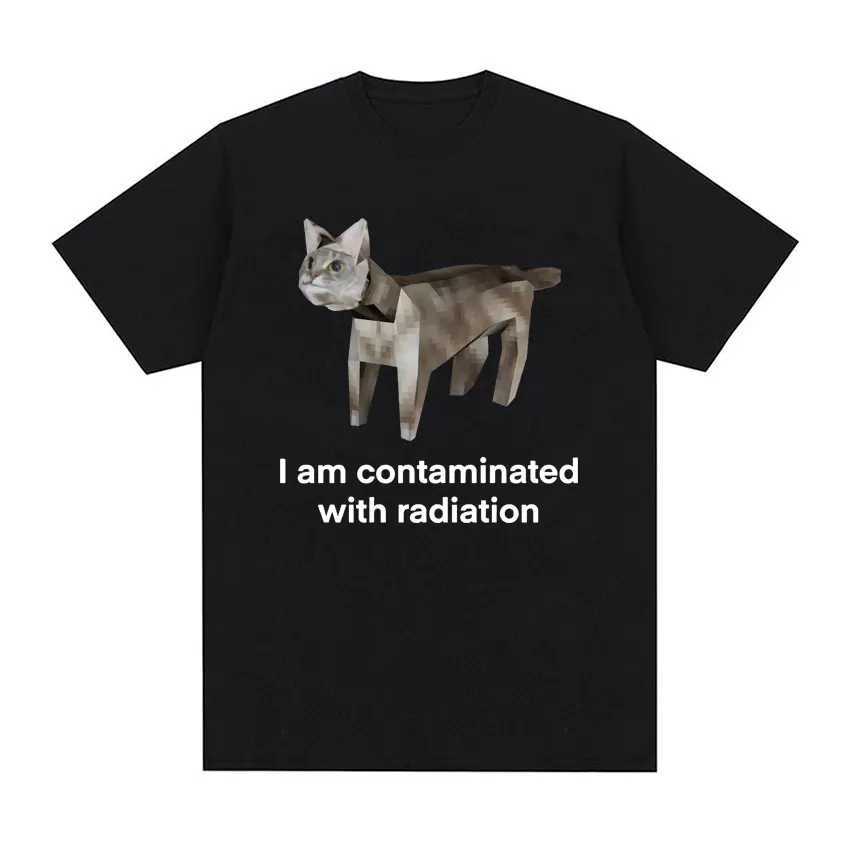 I eat cement cursed cat interesting meme T-shirt mens fashionable casual short sleeved T-shirt mens ultra-fine cotton T-shirt topXJ250409