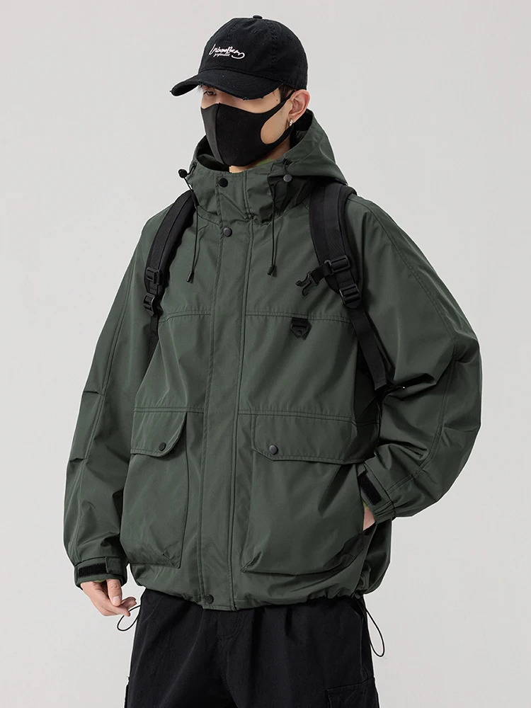 Spring mens hooded windproof jacket 8XL 7XL 6XL Plus size Korean fashion loose casual 250409