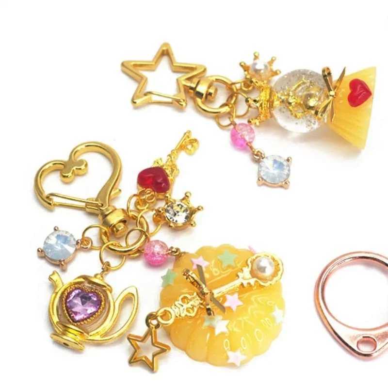 10 sets of metal lobster Cl buckle star shaped keychains/month hook hanging rope clips DIY jewelry making keychainsXJ250409