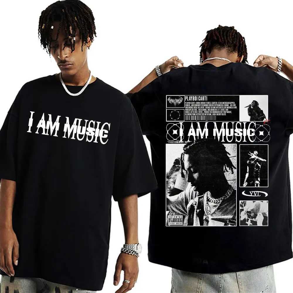 Rap singer Carti I AM MUsic album T-shirt mens clothing hip-hop 90s retro mens T-shirt casual cotton oversized T-shirtXJ250409