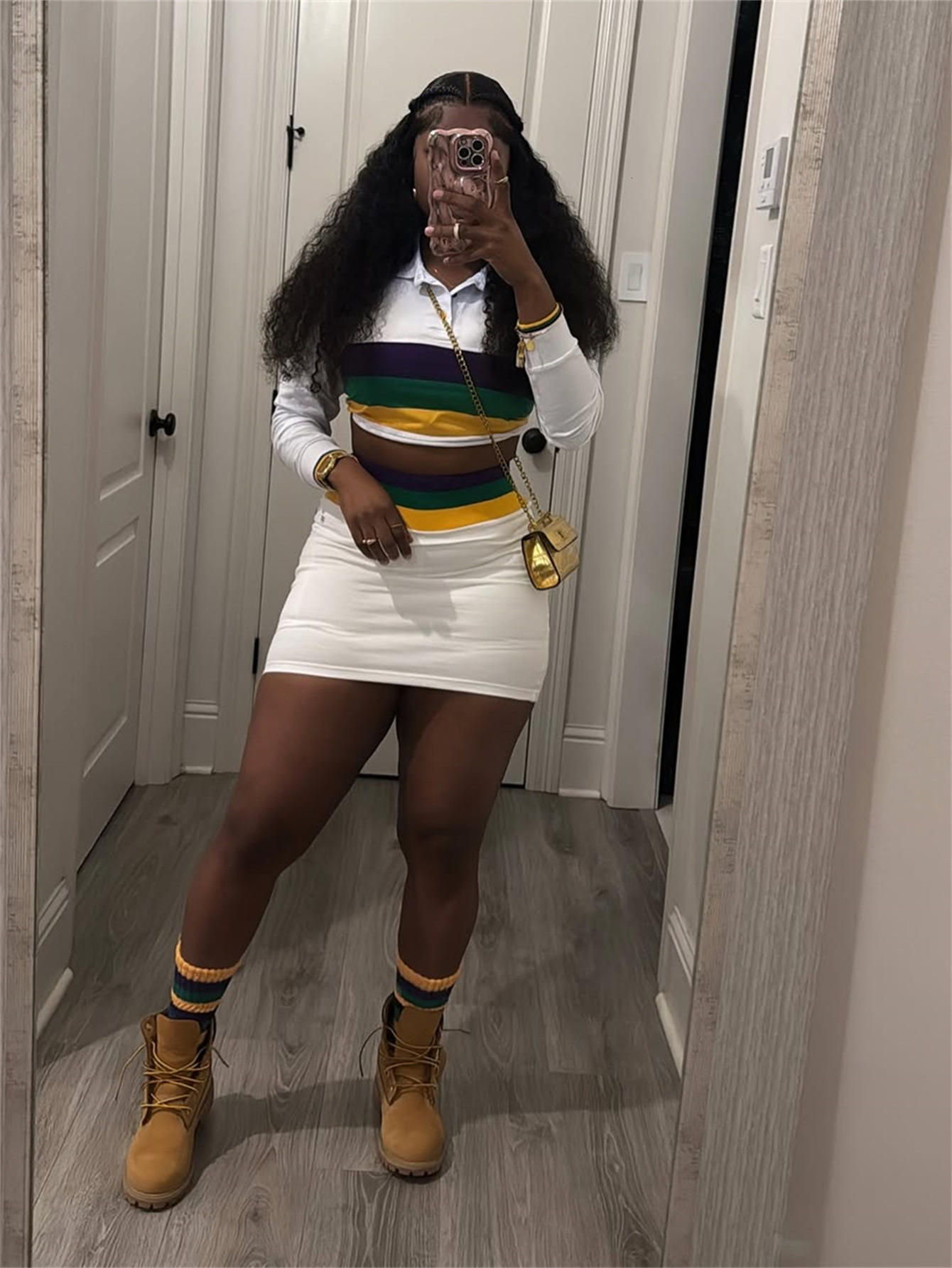 2025S Designer Women S New Fashion Striped Contrasting Slim Fit Sexy Spicy Girl Lapel Top Hip Hing Short Skirt Set