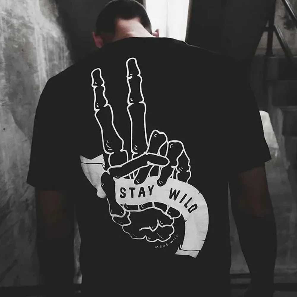 Summer mens T-shirt Gothic Harajuku skull graphic printed T-shirt punk skull street short sLeeved oversized mens clothingXJ250409