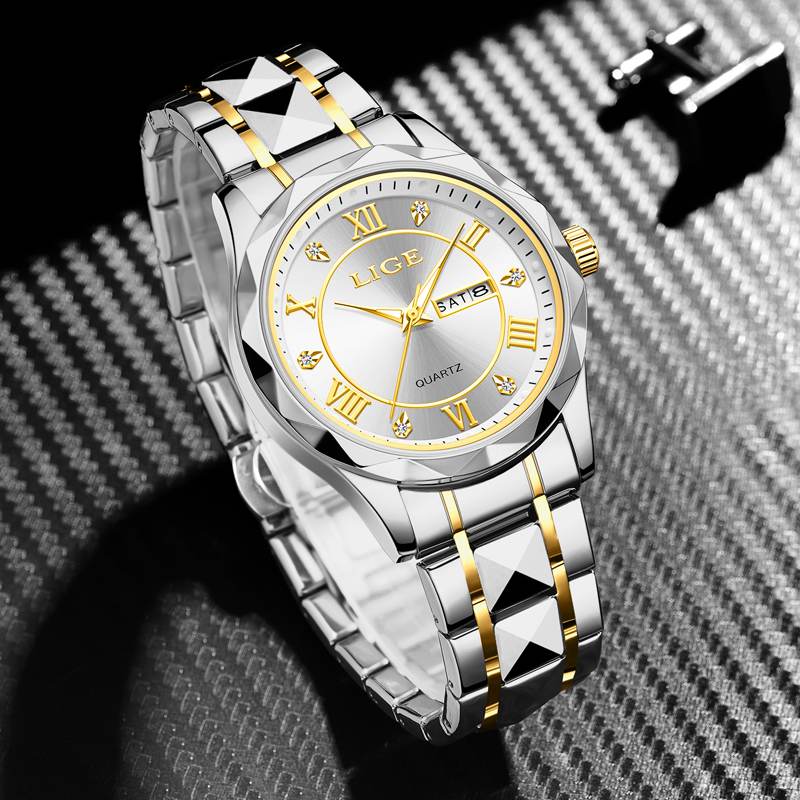 LIGE Men's Quartz Watch Men's Classic Traditional Watch Stainless Steel strap Men's Casual Waterproof Watch Youth Fashion Watch Student