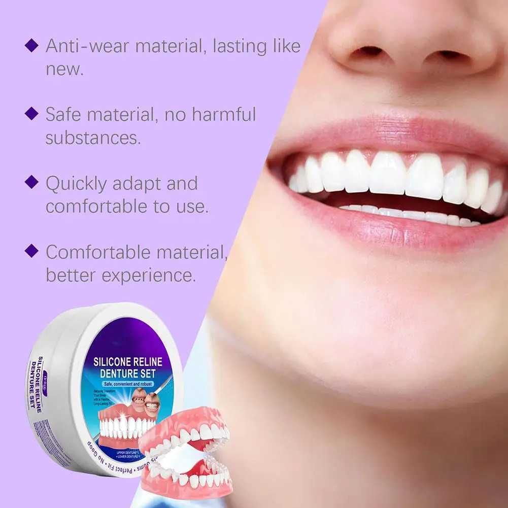 New Arrival Adjustable teeth whitening teeth set temporary Smile dentures detachable upper and lower dentures veneer dentures set Z250410