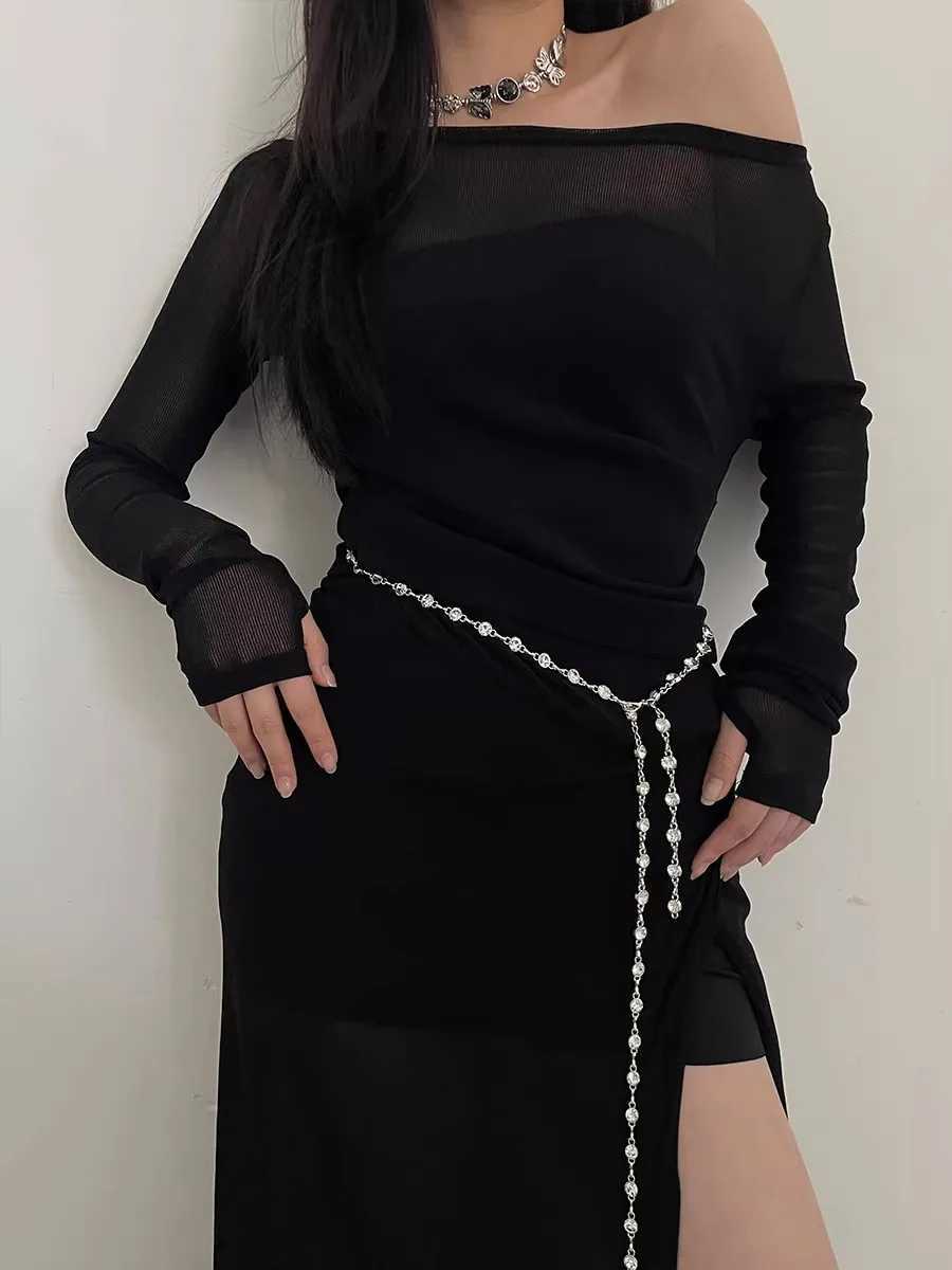 Small perfume style metal waist chain accessories dress senior Korean version net red belt thin belt X250410