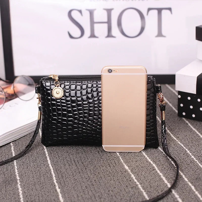 Pu Leather Small Bag 2025 Fashion Shoulder Crossbody Bag Women Crocodile Pattern Mobile Coin Purse Girls Purses and Handbags R251110