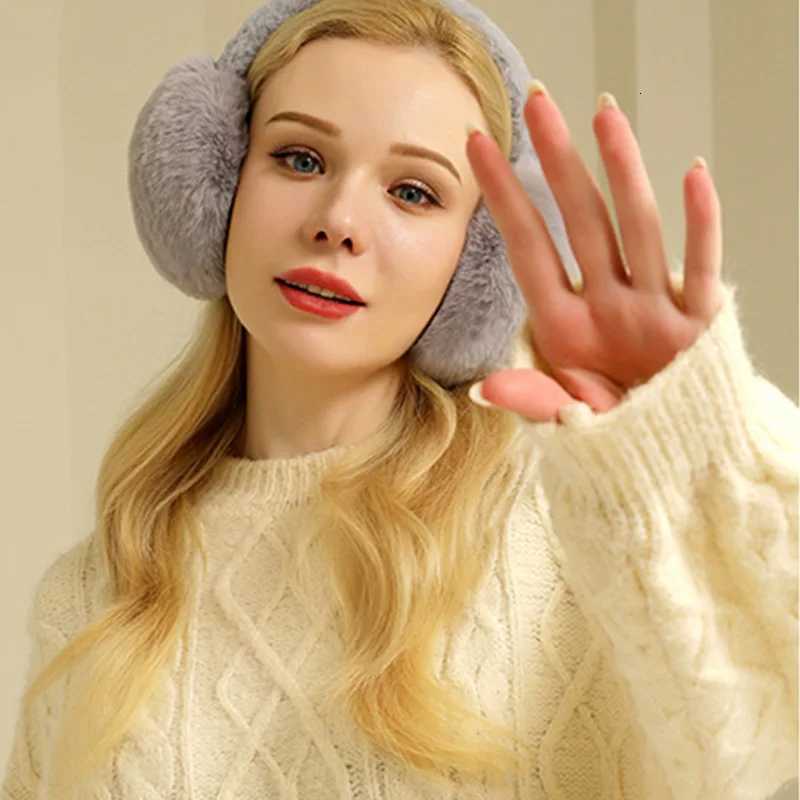 1PC Winter Solid Color Plush Ear Warmer Women Thickened Warm Earmuff Ear Cover Outdoor Cold Protection Ear-Muffs Folding Earflap W251110