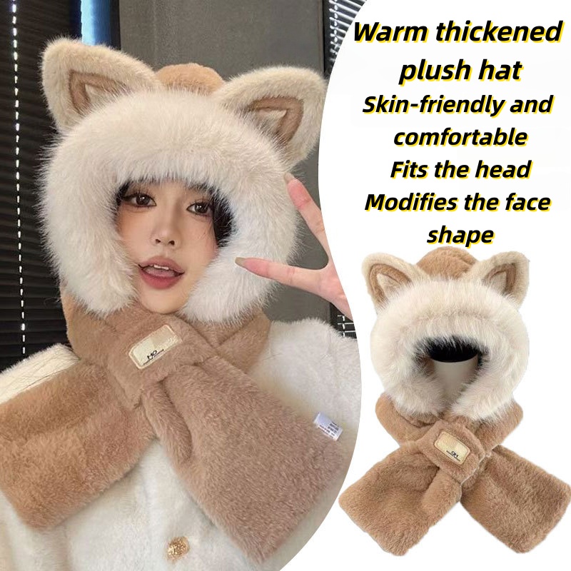 Y2K designer beanie bonnet designer winter hat hats designers women bonnet luxe Fox ear hat winter scarf and neck warmer Cute warm fleece-lined and th