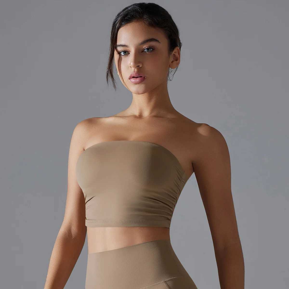 Yoga tops with solid color packaging yoga clothes with pleated edges breathable ultra-thin running sports underwear womens fitness topsXJ250410