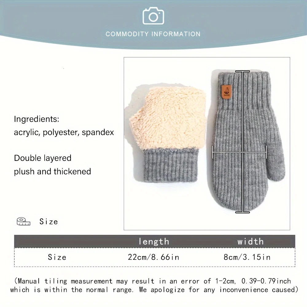 Winter Cold-Proof Fleece Gloves - Cute Fleece Full-Finger Knitted Gloves Thickened Double-Layer Cold-Proof and Warm Gloves 251106