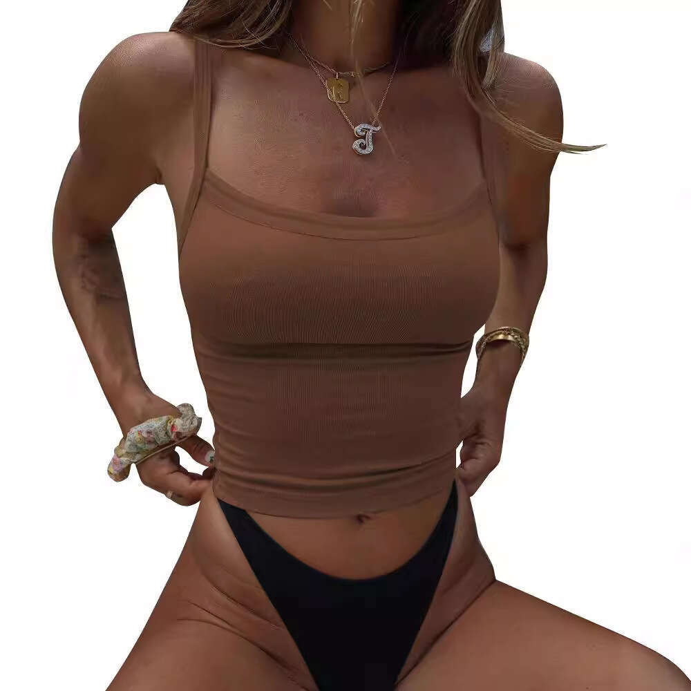 Cross-Border European and American Y2K 2024 Summer Amazon Independent Station Sexy Hot Girl Tight-Fitting Short Camisole Women's Fashion