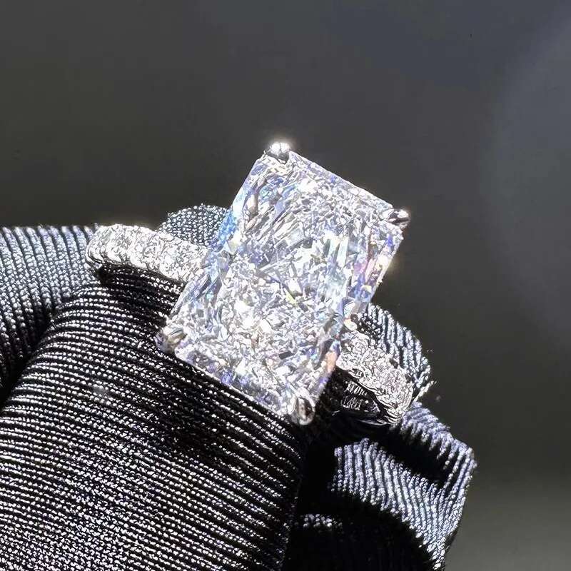 2 3 5 6 8 10 Carat Real Solid 18K White Gold Ring Radiant shape DVVS1 moissanite Diamonds Women Wedding Party Engagement Ring
