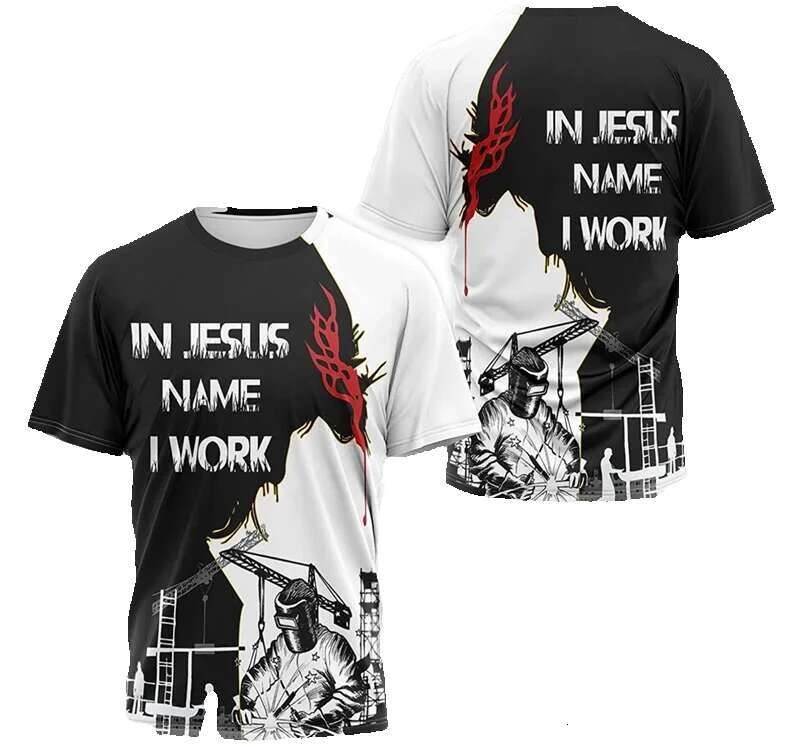 Haraku men's short sleeved round neck T-shirt, oversized casual top, unisex streetwear, welder 3D printing, summer fashion, Y2K